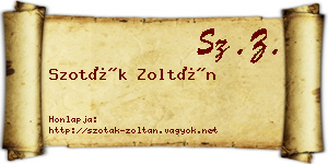 Szoták Zoltán névjegykártya